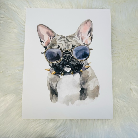 Watercolor French Bulldog Pet Dog Wall Art Illustration Print Poster Unframed - Picture 9 of 14
